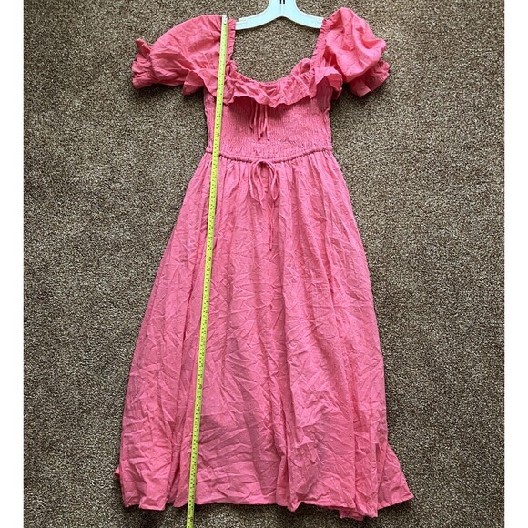 Maxi Dress Size 4 R. Yiposha Smocked Waist Salmon Pink Swiss Dots NWT - Picture 10 of 11